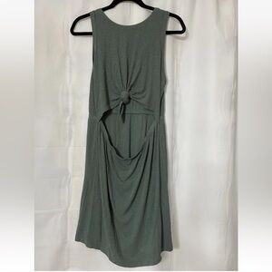 Aerie Ribbed Dress Womens Sz L Green Cut Out Tie Front Sleeveless NWT